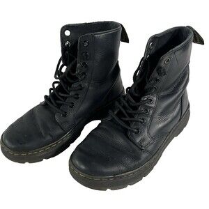 Dr. Martens Combs Leather Combat Black Boots AW004 Grunge Size Men 5/Women’s 6